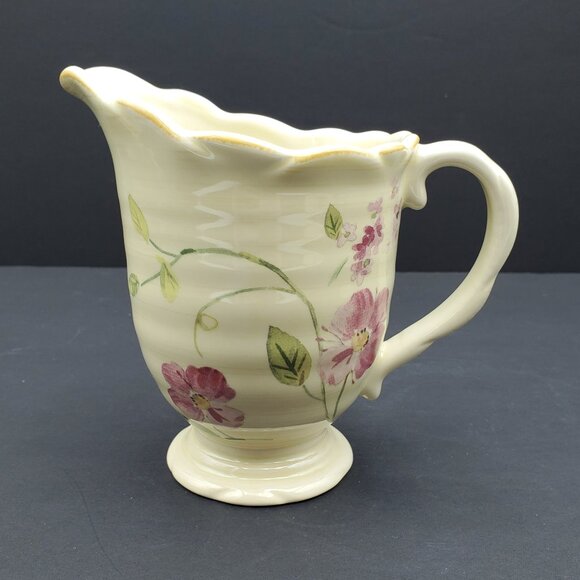 Pfaltzgraff Silk Rose Creamer and Sugar Bowl with Lid Pink Red Floral Flowers - Picture 4 of 6